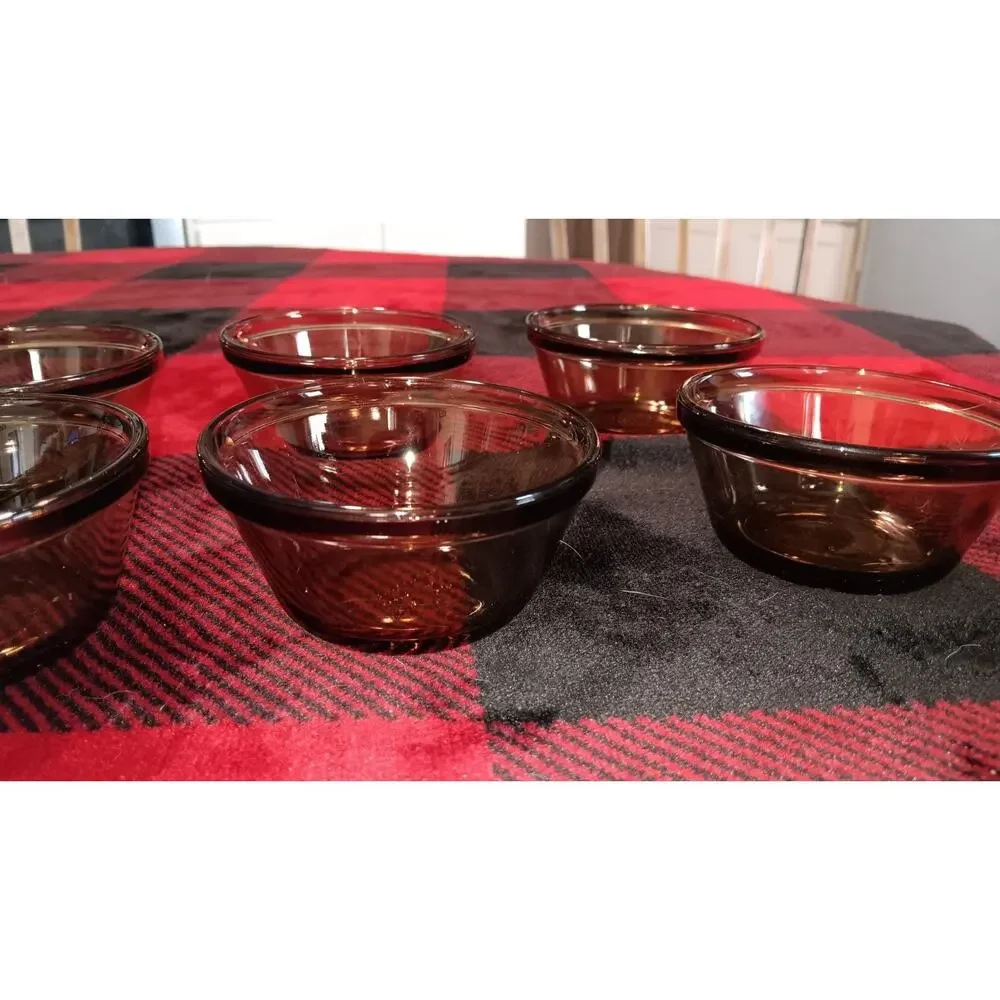 Custard Cup 463 Vtg Set of 8 Custard Ramekin Cups 6oz Amber Smoky Brown